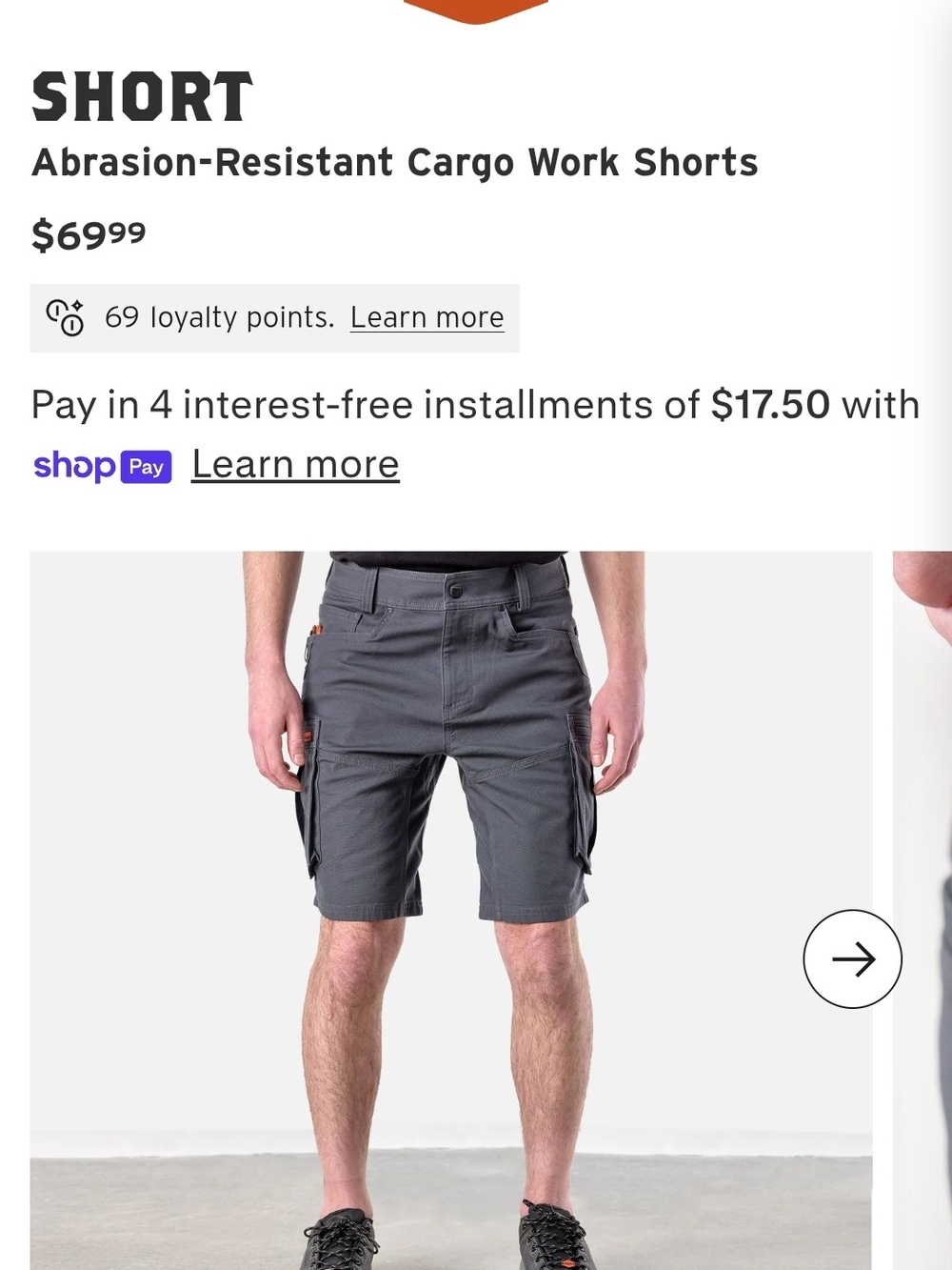 NWT Men's Gray Cargo Work Shorts - Abrasion-Resistant Waist 42